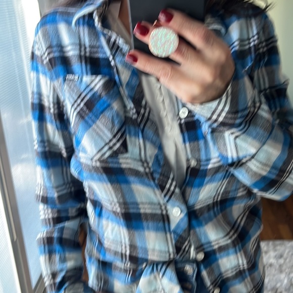 Rusty blue mens plaid flannel size S - Picture 2 of 4